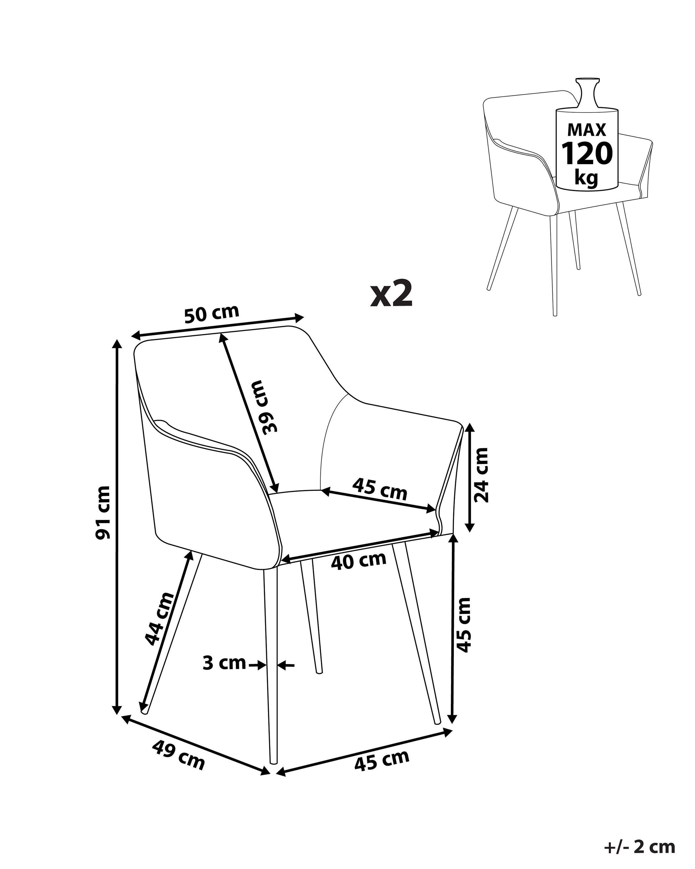 Beliani Lot de 2 chaises de salle à manger en Velours Moderne JASMIN  