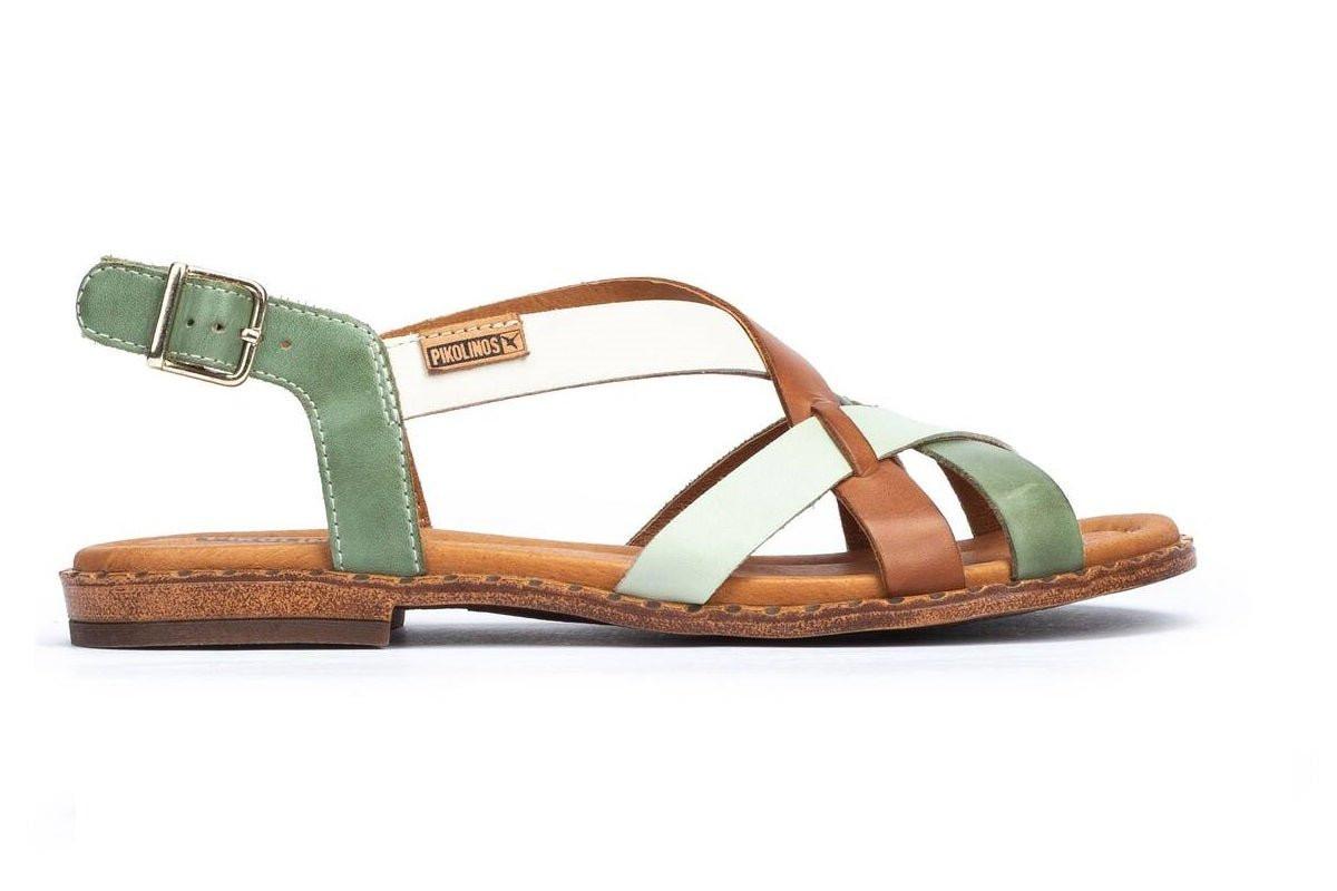 Image of Algar - Leder Sandale Damen Grün 35