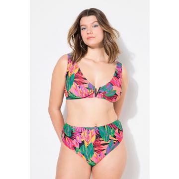 Haut de bikini imprimé jungle, bonnets souples et volants