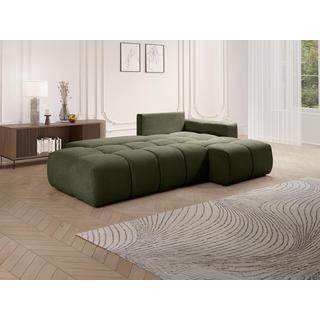 Vente-unique Canapé d'angle droit convertible en tissu texturé vert TRIMALDI  