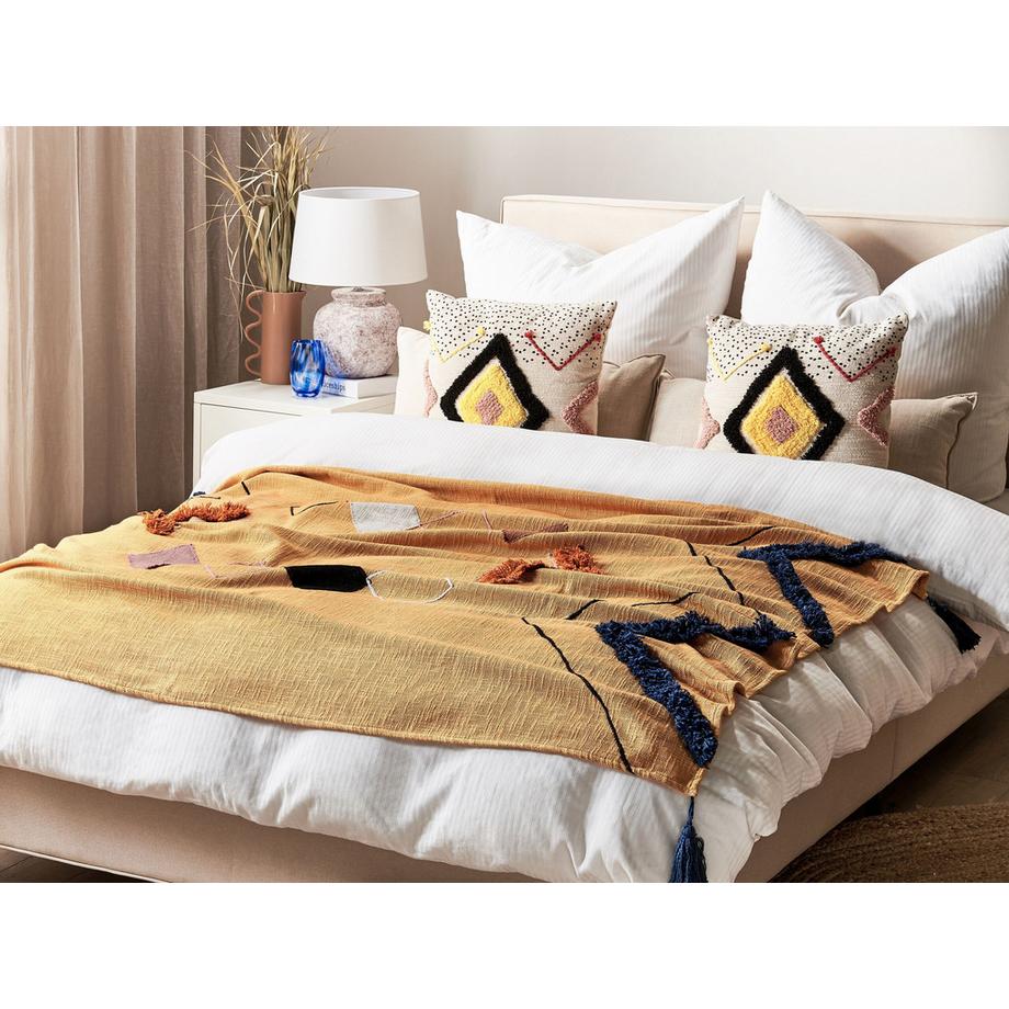 Beliani Boho SHIMLA Baumwoll Kuscheldecke  