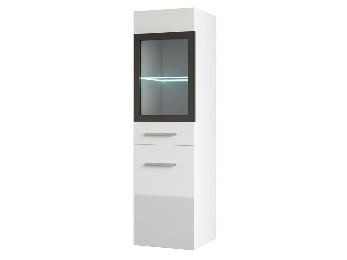 Vente-unique Badezimmerschrank mit LEDs - 30 x 30 x 109 cm - Weiß - LAURINE  