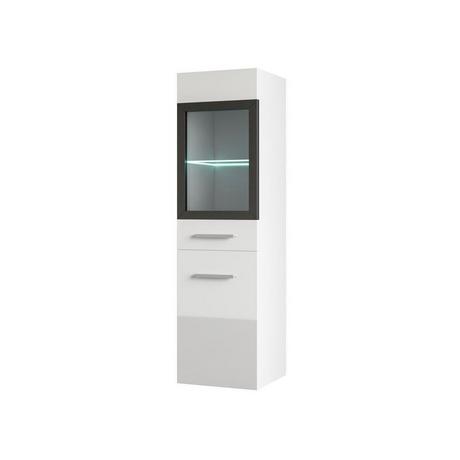 Vente-unique Badezimmerschrank mit LEDs - 30 x 30 x 109 cm - Weiß - LAURINE  