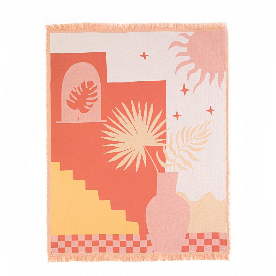 La Redoute Intérieurs Santorin Plaid Jacquard Frangé  