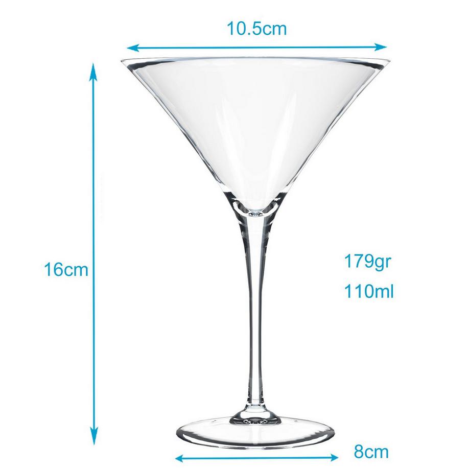 Intirilife 6x Verre à Martini verre à cocktail  