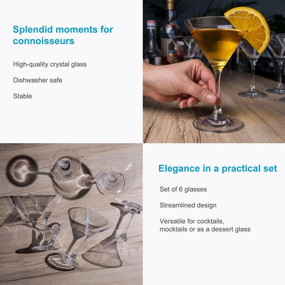 Intirilife 6x Verre à Martini verre à cocktail  