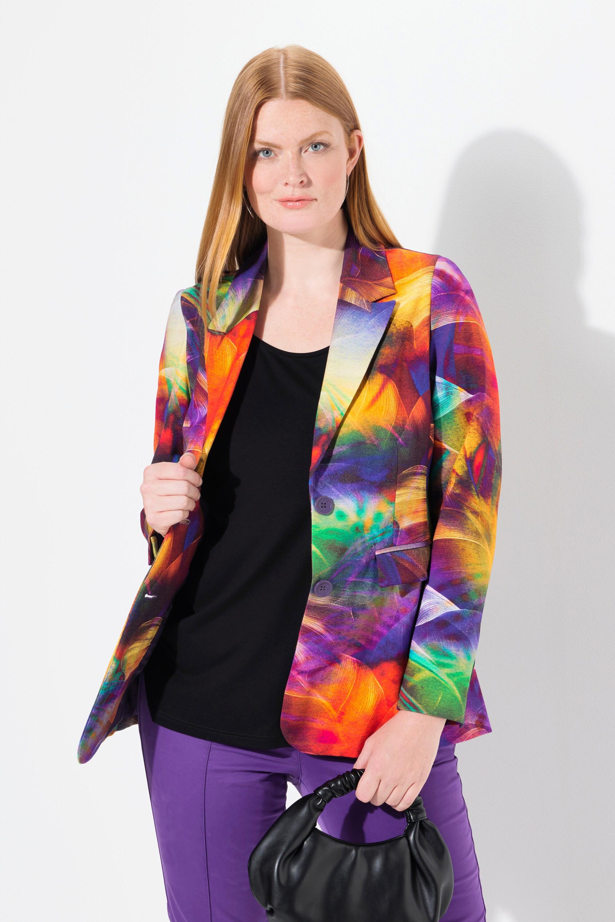 Ulla Popken  Blazer, Punto di Roma, Reverskragen, Langarm 