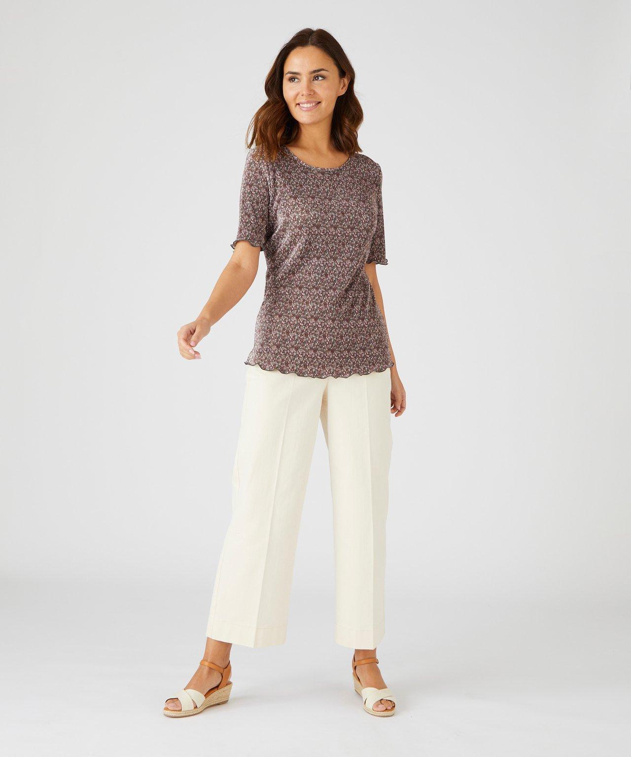 Image of Top Mit Permanentplissee. Damen Grau 50/52