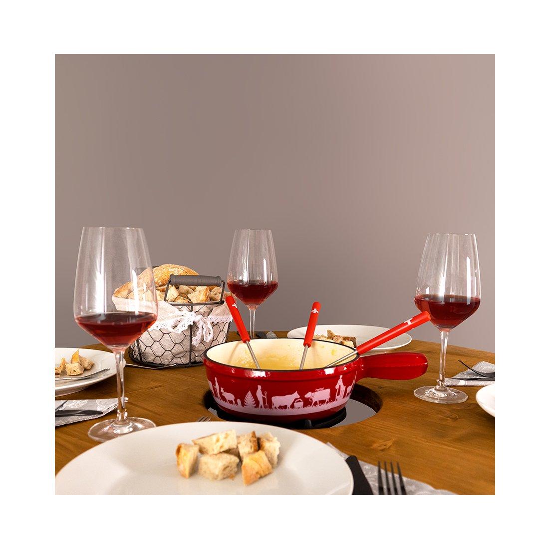 Bodega Table haute en tonneau de vin avec réchaud à fondue  