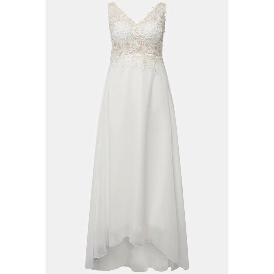 Ulla Popken Robe de mariée Ligne A Traîne Col V sans manches  