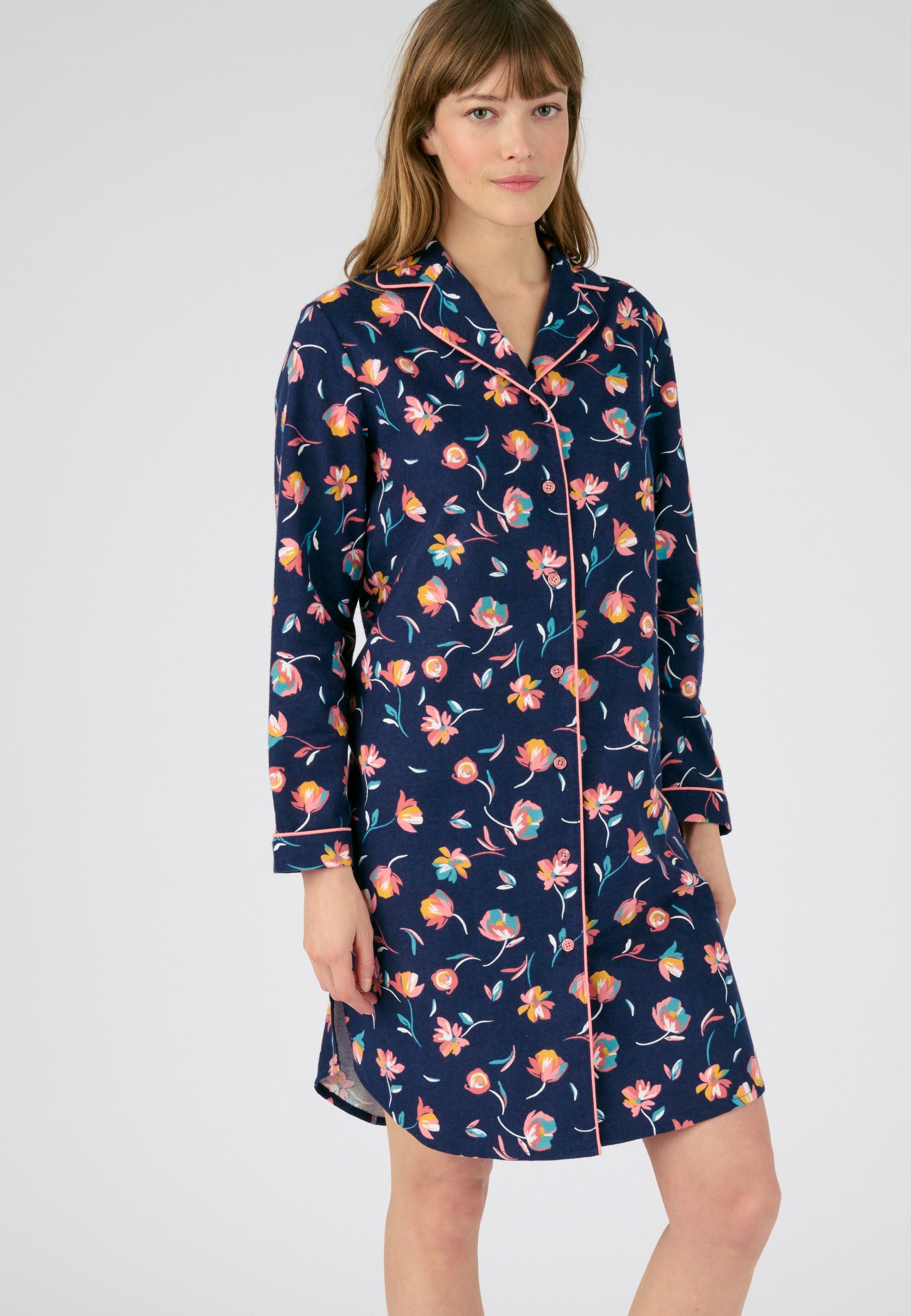 Image of Flanell-schlafshirt Aus Reiner Gekämmter Baumwolle. Damen Blau 38/40