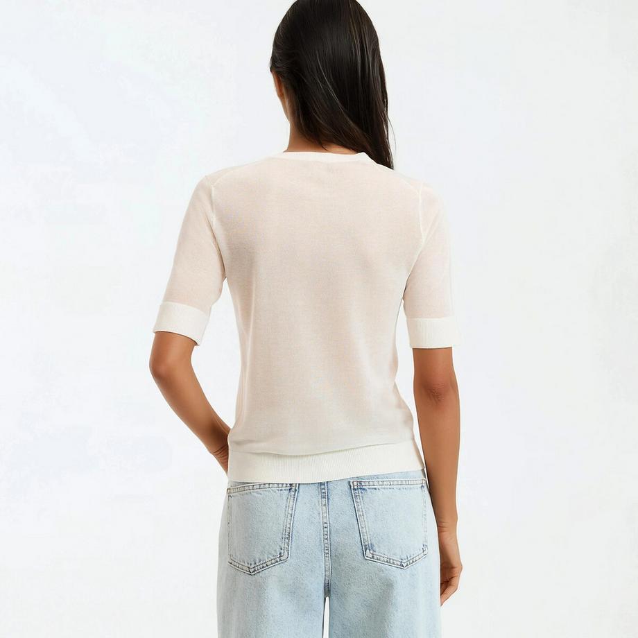 La Redoute Collections Feinstrick Kurzarm Rundhals Pullover  