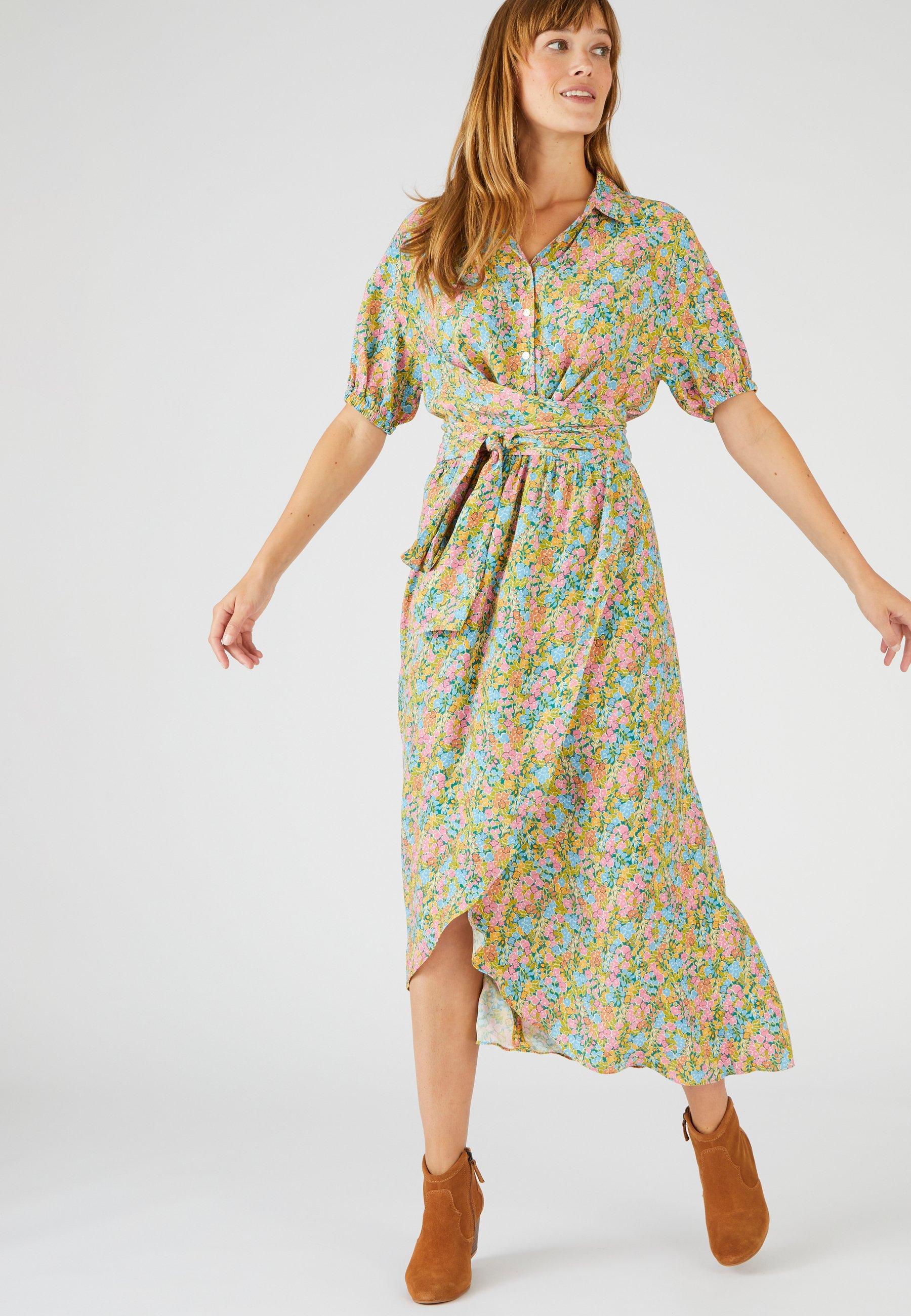 Image of Langes Kleid In Wickeloptik. Damen Multicolor 42