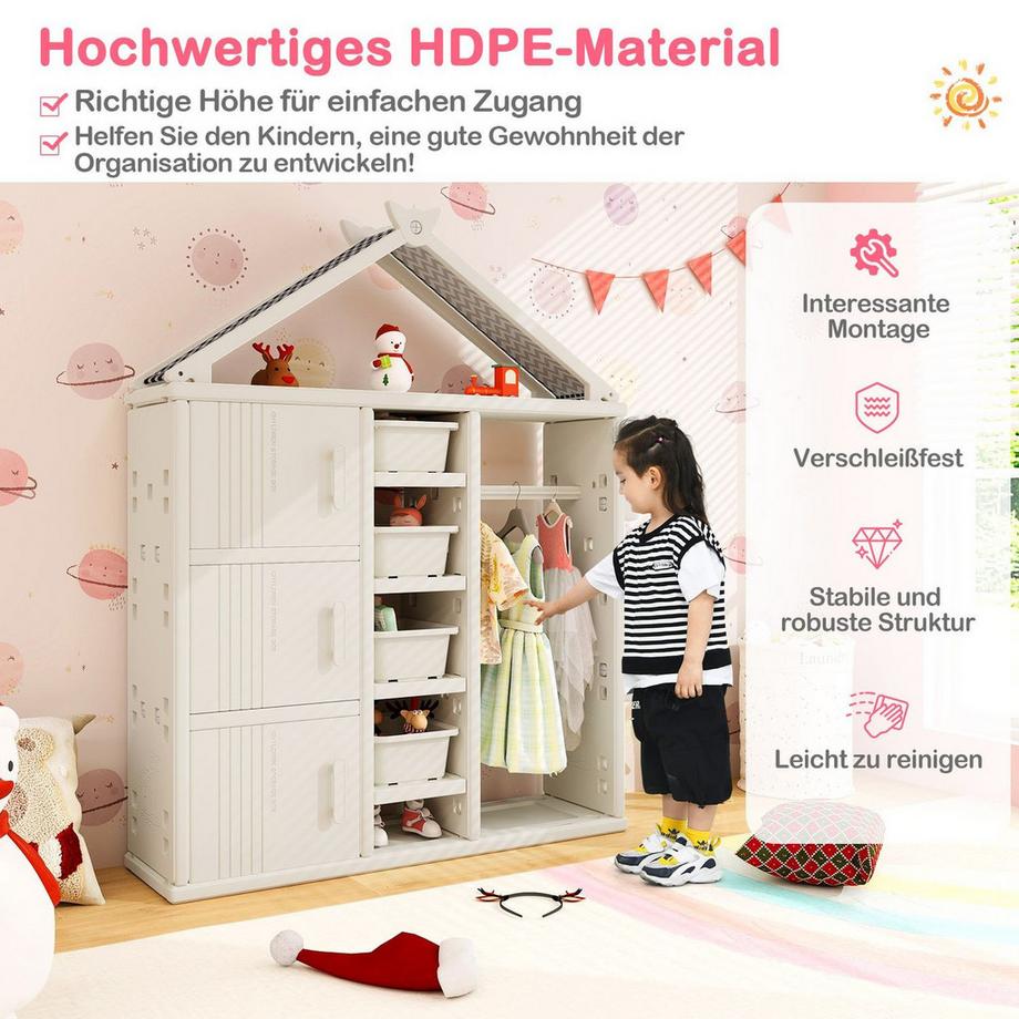 Northix Armadio per bambini con asta appendiabiti  