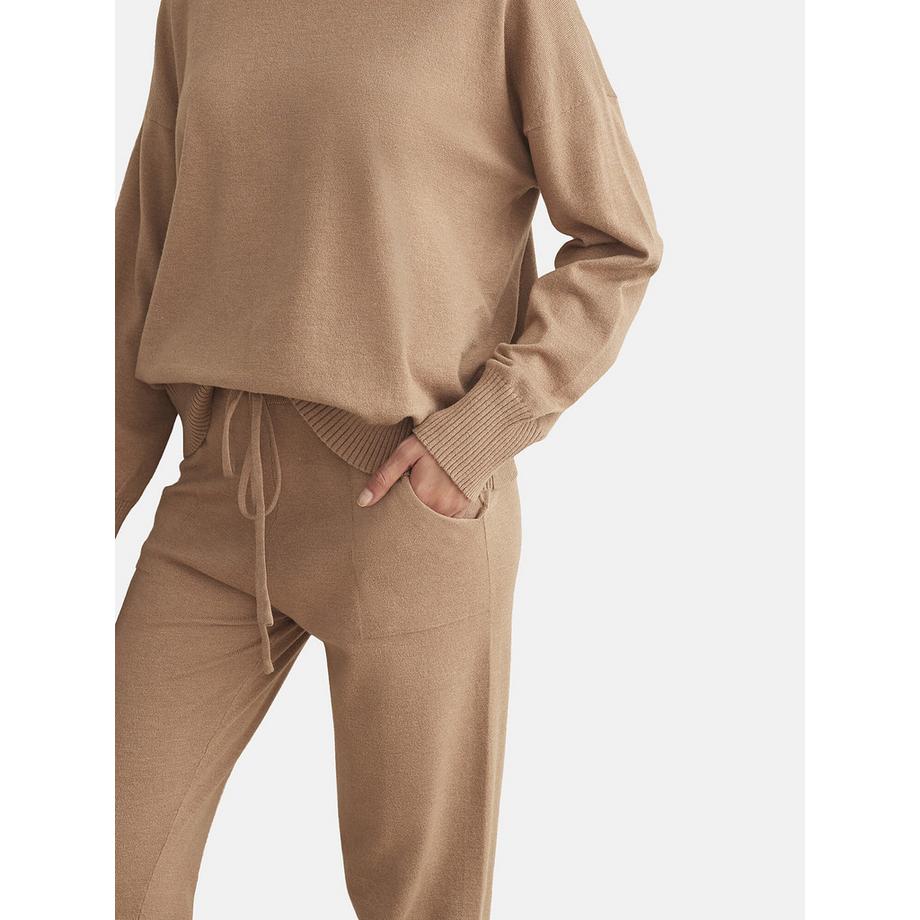Selmark Pyjama Pantalon Top Col V Manches Longues  