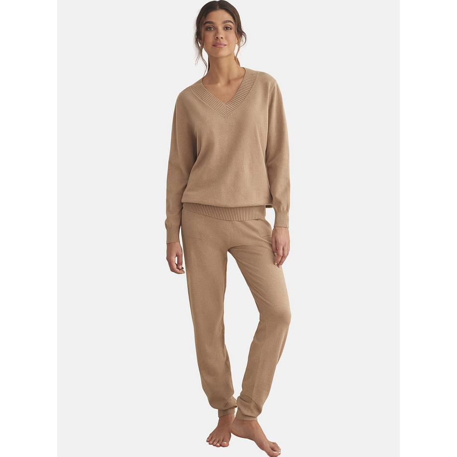 Tenue détente et intérieur pyjama pantalon top col V TRICOTP98