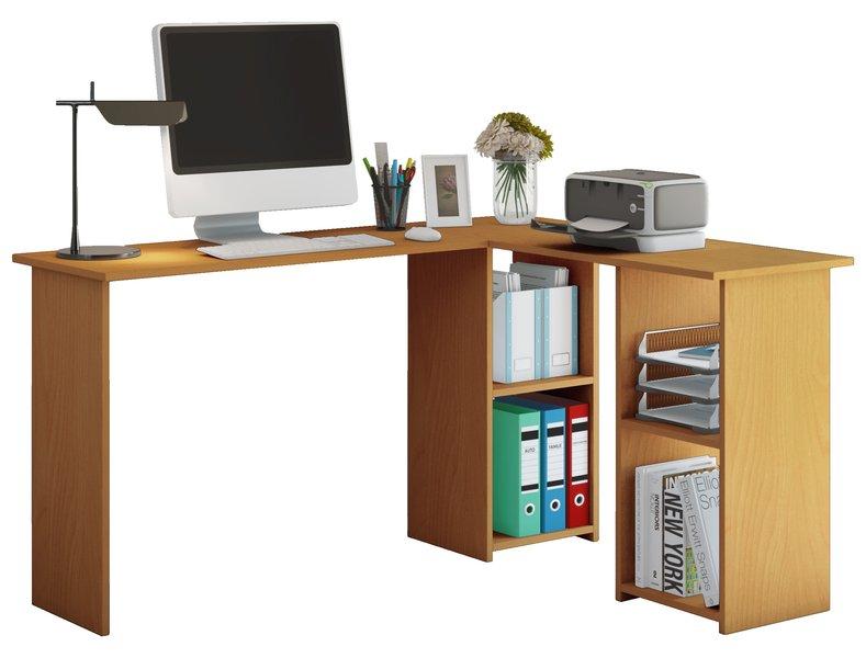 VCM Bureau d'angle en bois Bureau d'ordinateur PC compartiment Lusias Bureau d'angle en bois Bureau d'ordinateur PC compartiment Lusias  