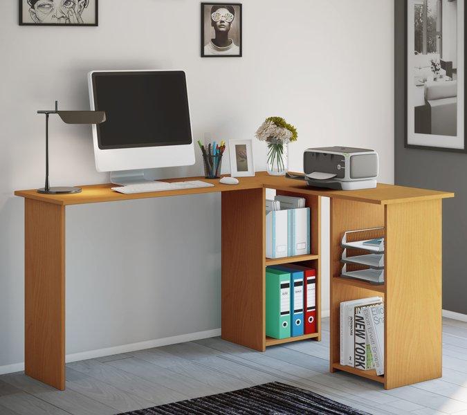 VCM Bureau d'angle en bois Bureau d'ordinateur PC compartiment Lusias Bureau d'angle en bois Bureau d'ordinateur PC compartiment Lusias  