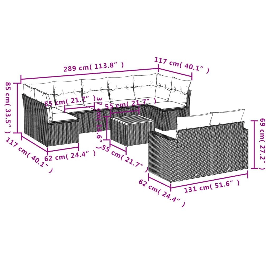 VidaXL Ensemble de canapés de jardin rotin synthétique  