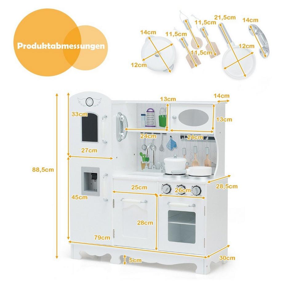 Northix  Cuisine pour enfants avec lumière, son et accessoires réalistes 79 x 30 x 88,5 cm blanc 