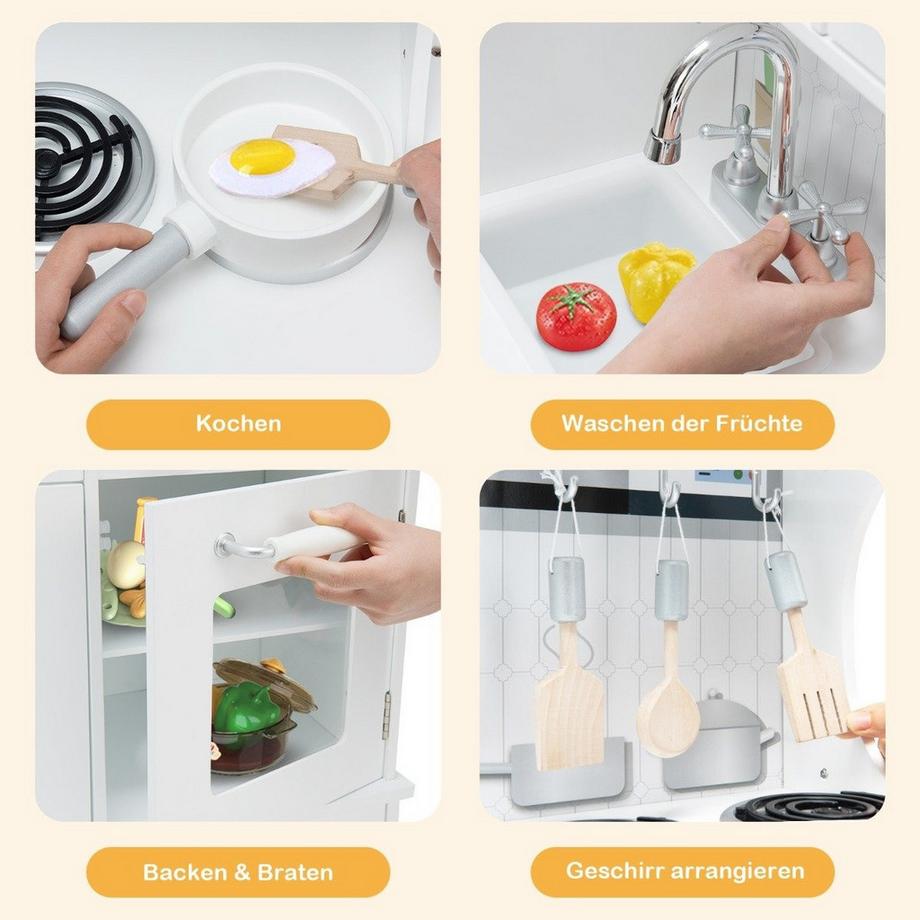 Northix  Cuisine pour enfants avec lumière, son et accessoires réalistes 79 x 30 x 88,5 cm blanc 