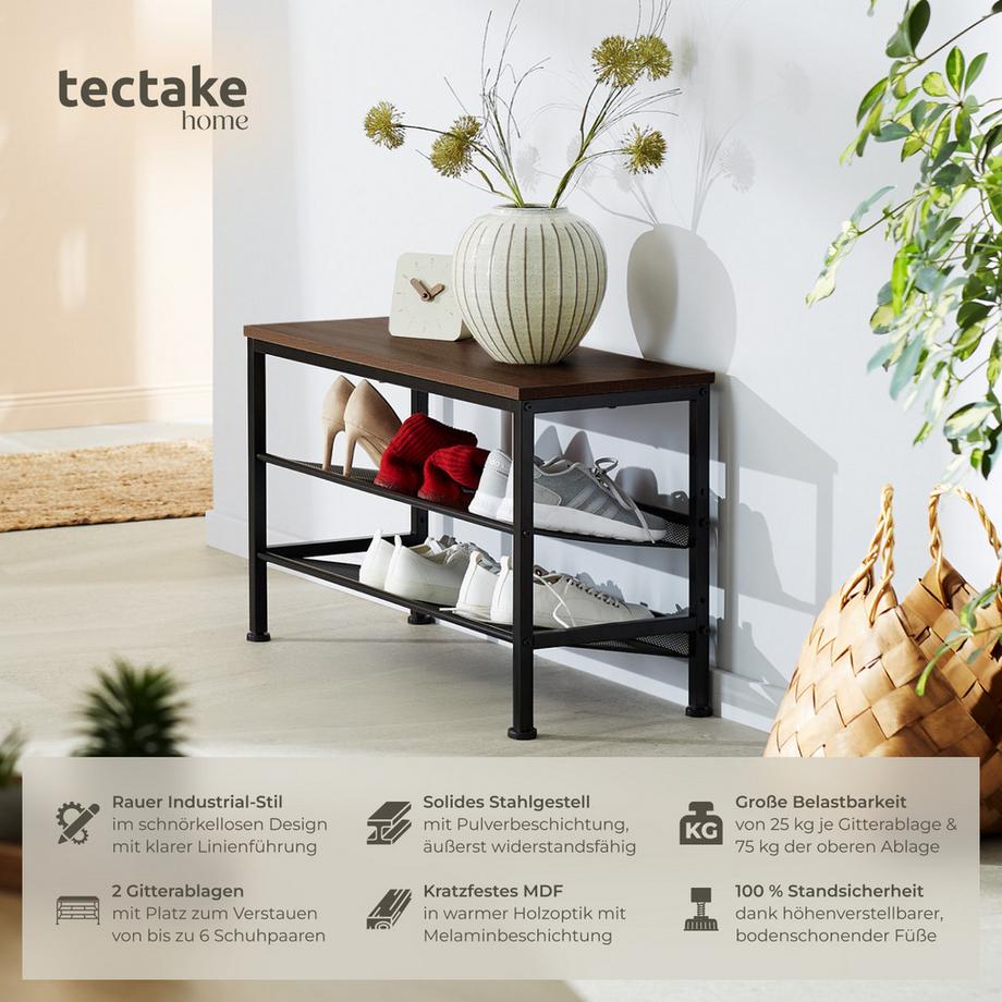 Tectake Schuhregal Derry Industrial Style Holz und Stahl  