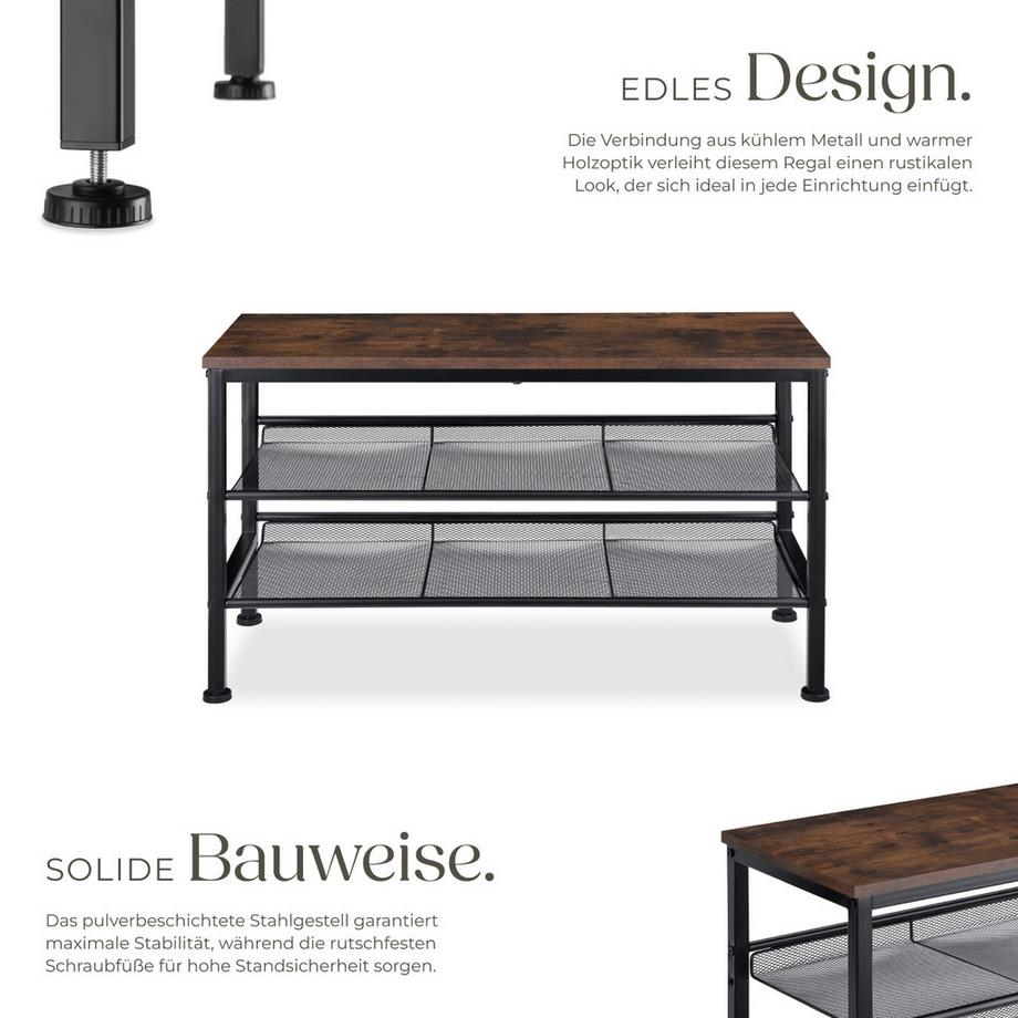 Tectake Schuhregal Derry Industrial Style Holz und Stahl  