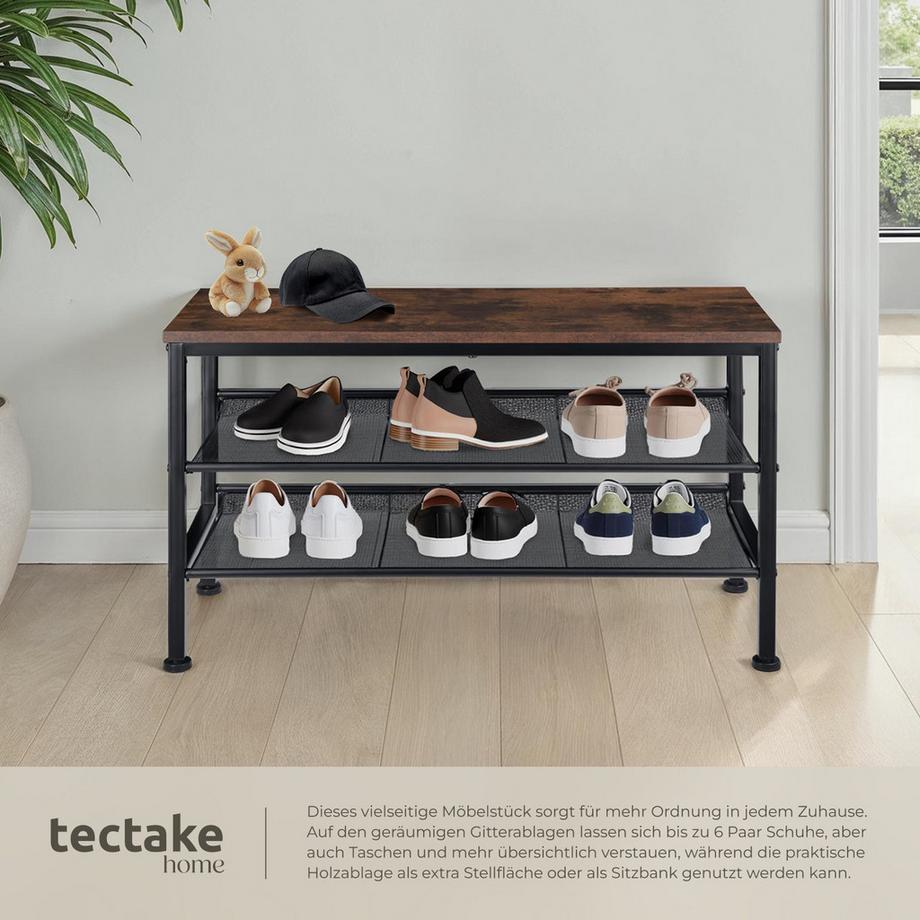 Tectake Schuhregal Derry Industrial Style Holz und Stahl  