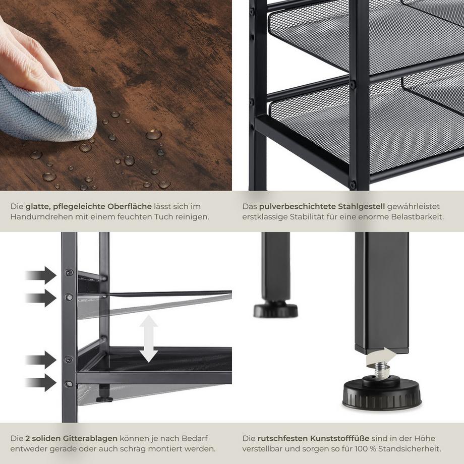 Tectake Schuhregal Derry Industrial Style Holz und Stahl  