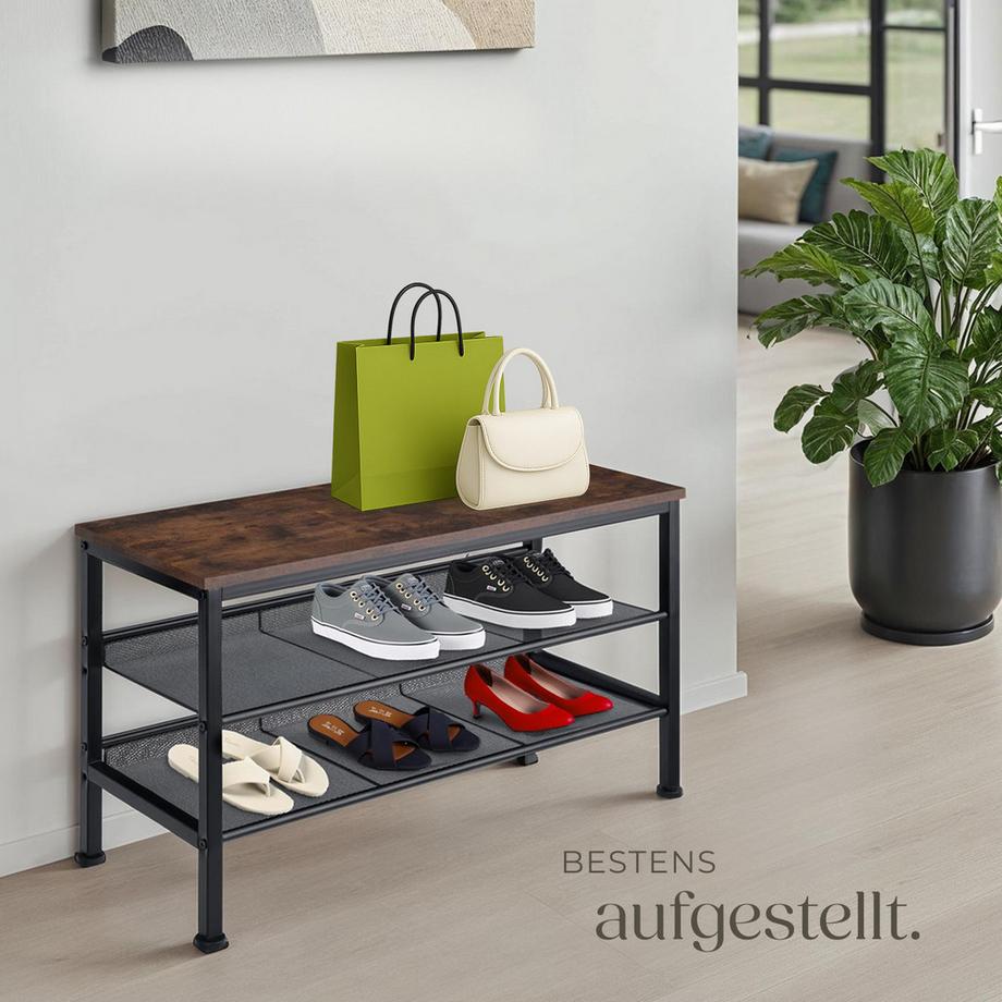 Tectake Schuhregal Derry Industrial Style Holz und Stahl  