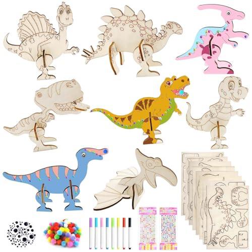 Activity-board  Set de bricolage dinosaures en bois, 218 pièces de bricolage dinosaures pour enfants, dinosaures à peindre 