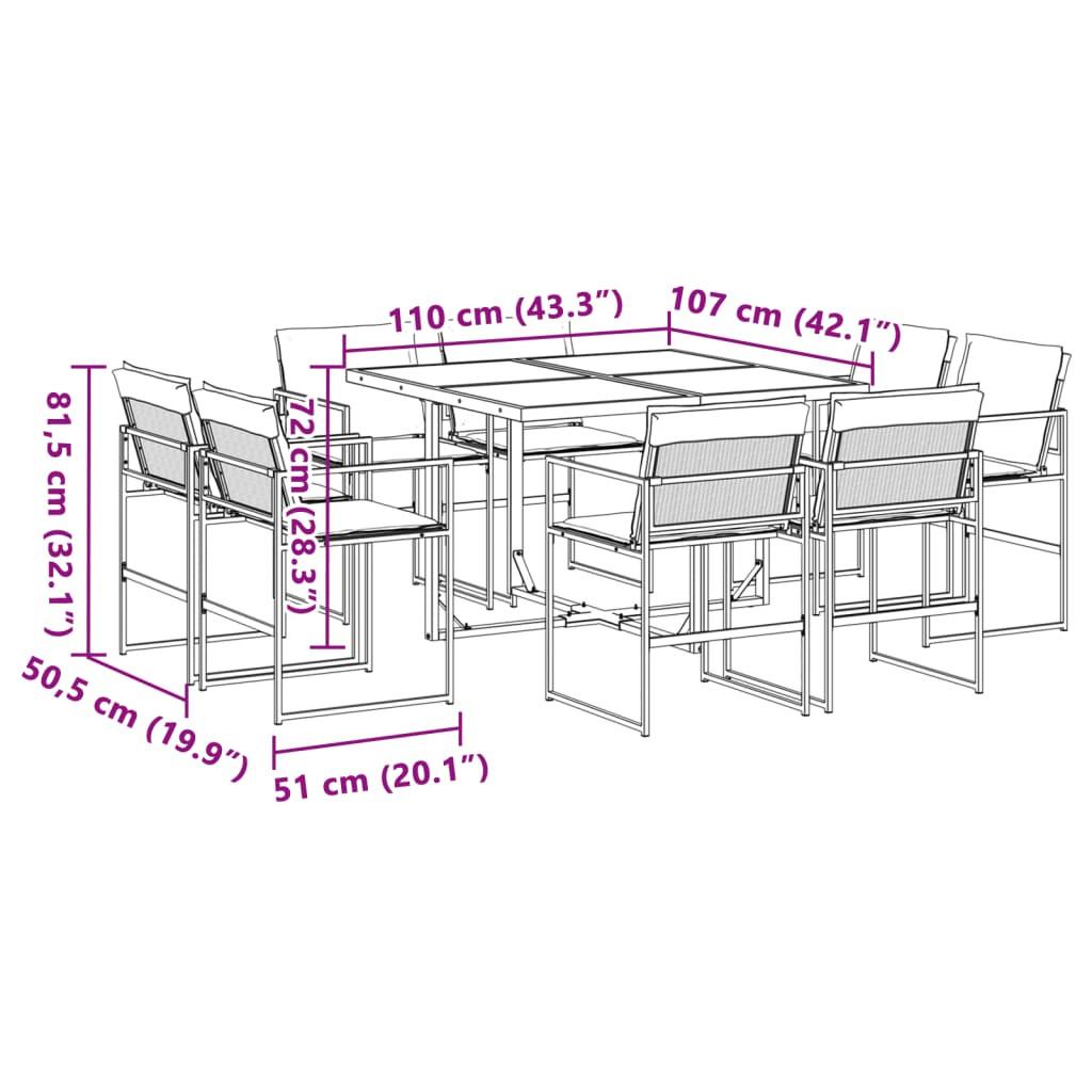 VidaXL set da pranzo da giardino Acciaio  