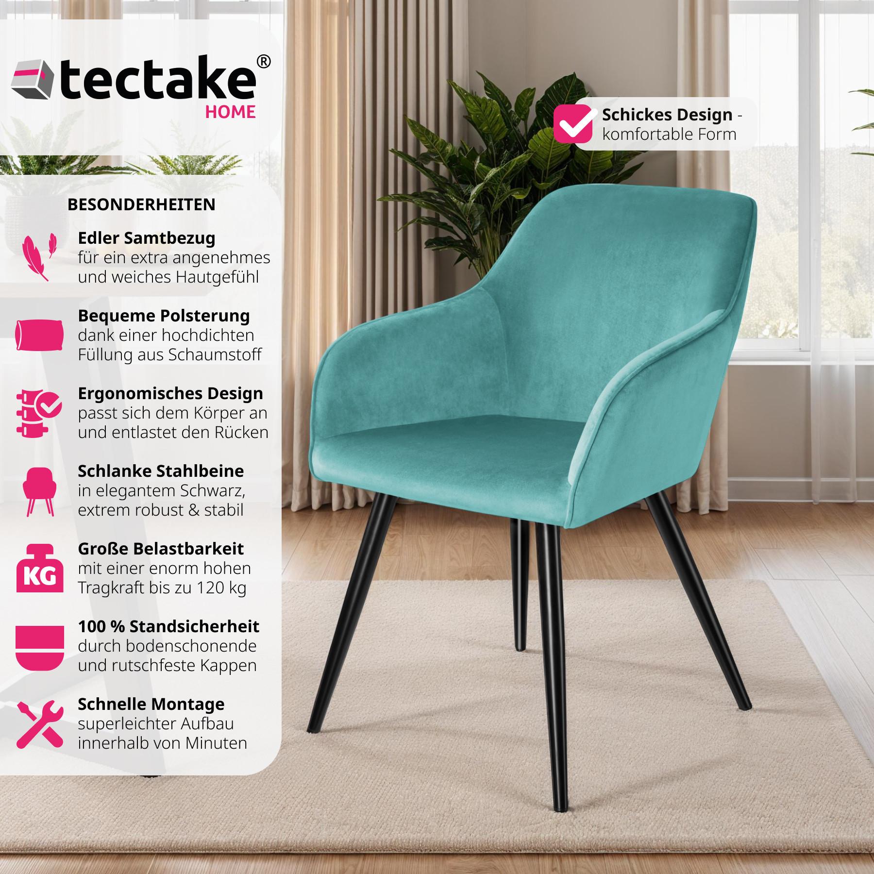 Tectake 6 Chaises MARILYN Design en Velours Style Scandinave  