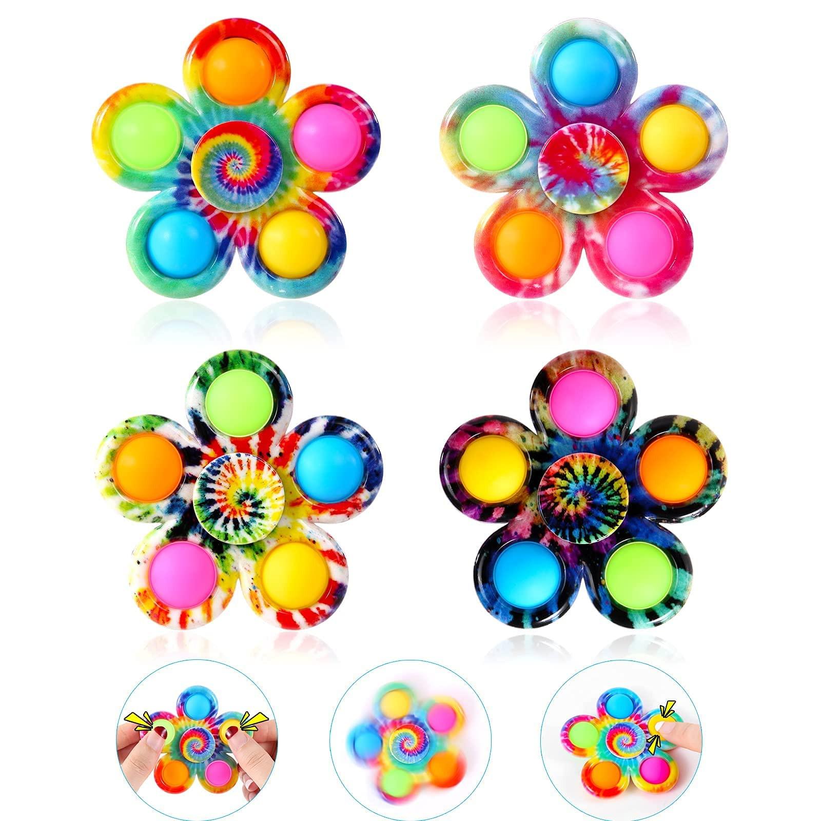 Activity-board  4er Set Pop Fidget Spinner Push Fidget Pop Einfaches Ostern Fidget Spielzeug für Kinder Erwachsene, Pop Party Geschenke Geschenk Tasche Füller Sensorisches Fidget Set Spielzeug 