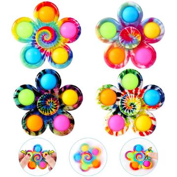 Lot de 4 Pop Fidget Spinner Push Fidget Pop Simple Easter Fidget Toy for Kids Adults, Pop Party Gifts Gift Bag Filler Sensory Fidget Set Toy