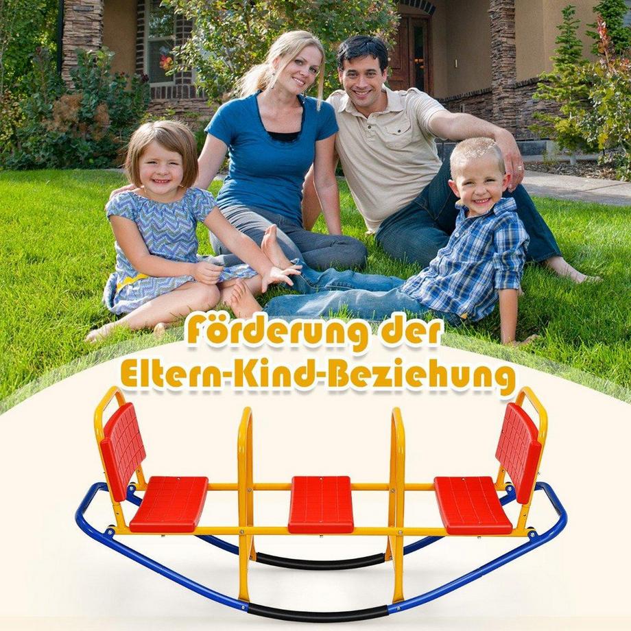 Northix  3 Sitzer Schaukelwippe Kinderwippe mit Griffen belastbar Kinderwippe Metall 136 x 39 x 60 cm Bunt 