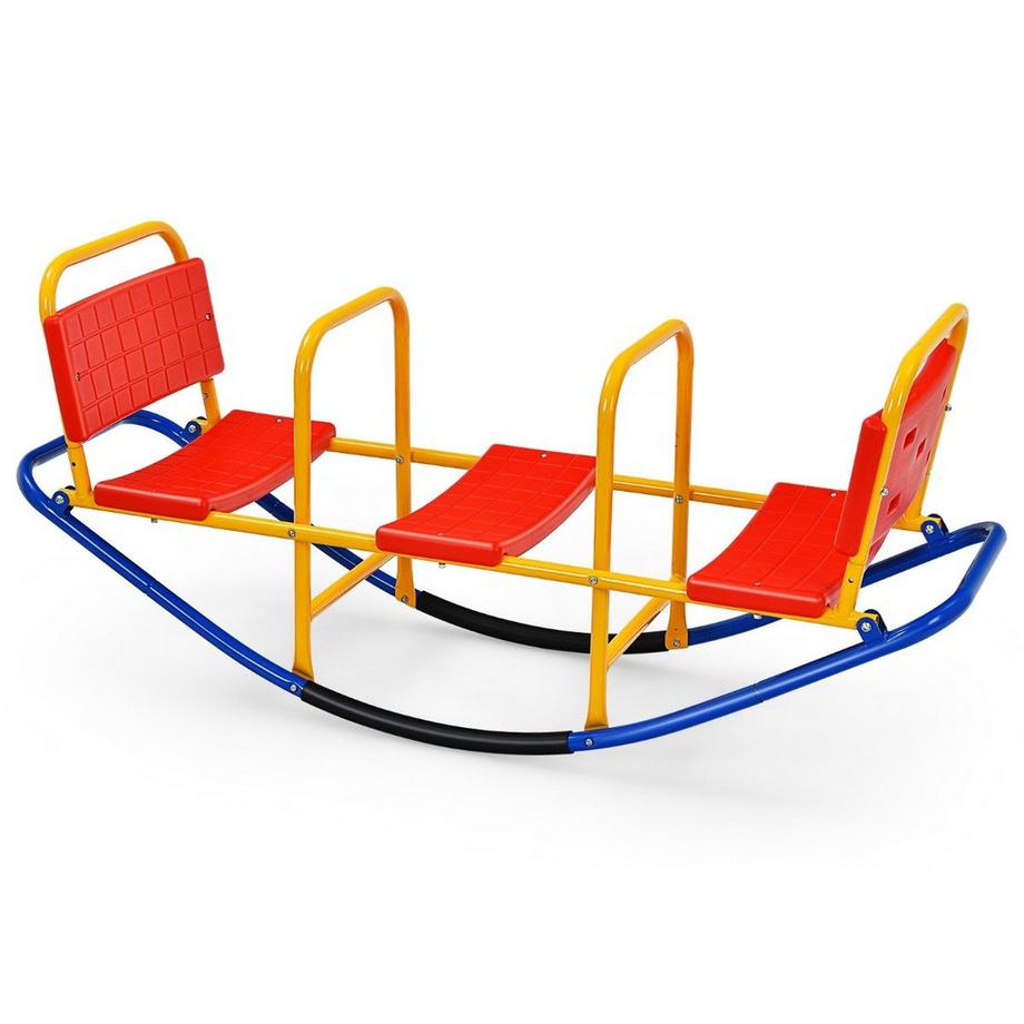 Northix  3 Sitzer Schaukelwippe Kinderwippe mit Griffen belastbar Kinderwippe Metall 136 x 39 x 60 cm Bunt 