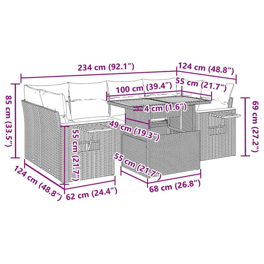 VidaXL Garten sofagarnitur poly-rattan  