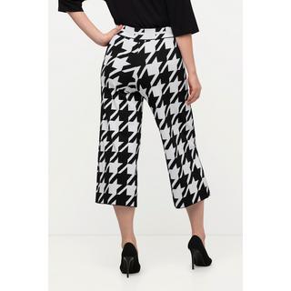 Ulla Popken  Pantalon en maille, motif pied-de-poule, ceinture élastique, cordon 