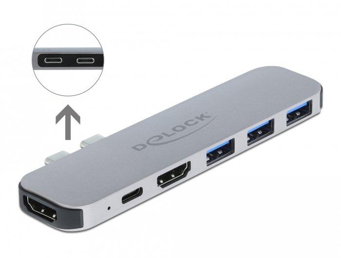 DeLock  87753 replicatore di porte e docking station per notebook Grigio 