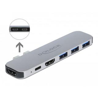 DeLock  87753 replicatore di porte e docking station per notebook Grigio 