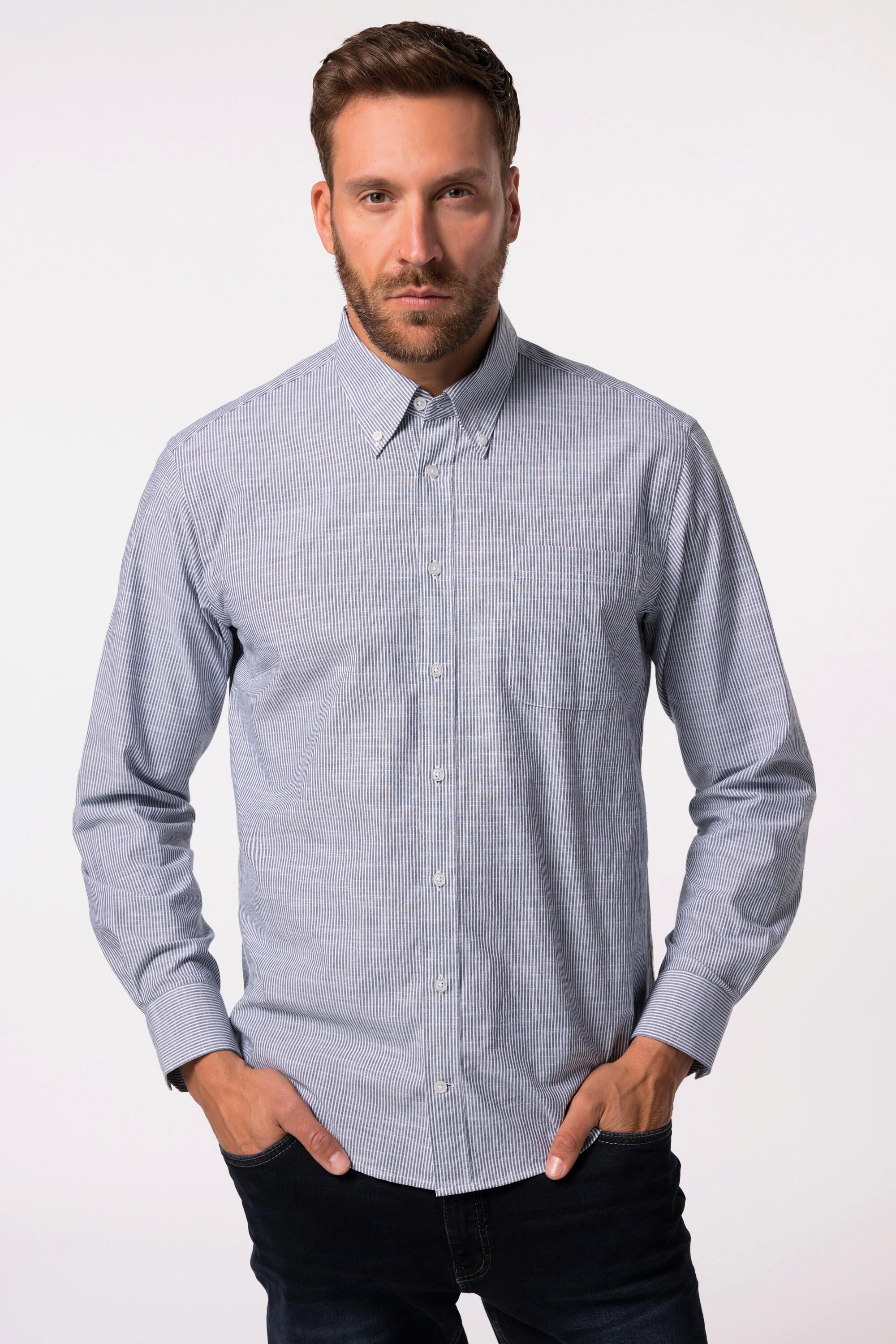 JP1880  Chemise Oxford rayée à manches longues et col à pointes boutonnées. Coupe Modern Fit - jusqu'au 8 XL 