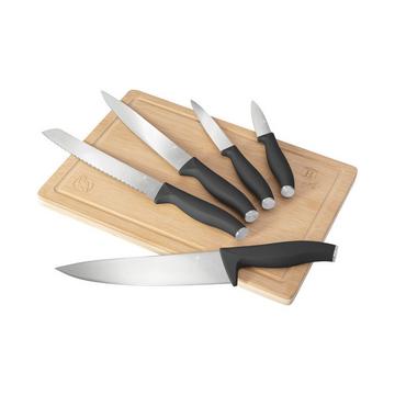 Set de couteaux 6 pièces avec planche à découper en bambou mat Anthracite Collection