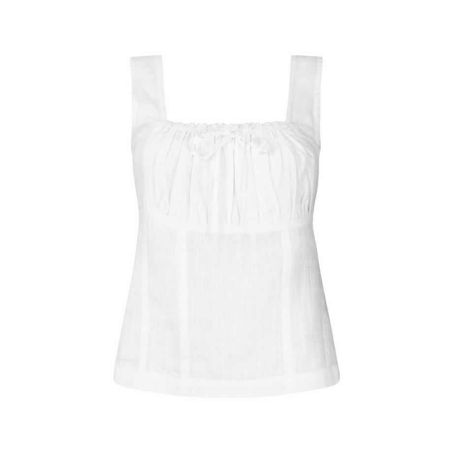 Joe Browns Blouse Bardot en Mélange de Lin avec Manches à Brides et Détail Dentelle  