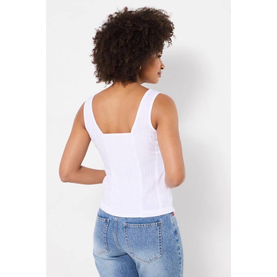 Joe Browns Blouse Bardot en Mélange de Lin avec Manches à Brides et Détail Dentelle  