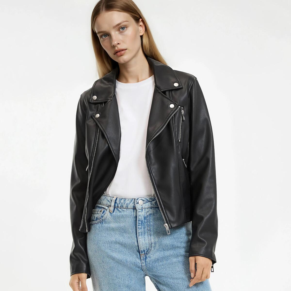 Image of Bikerjacke Aus Kunstleder Unisex Schwarz 36