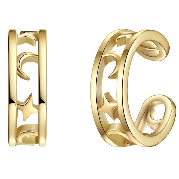 Image of Ohrklemme Halbmond/stern Unisex Gold 11mm