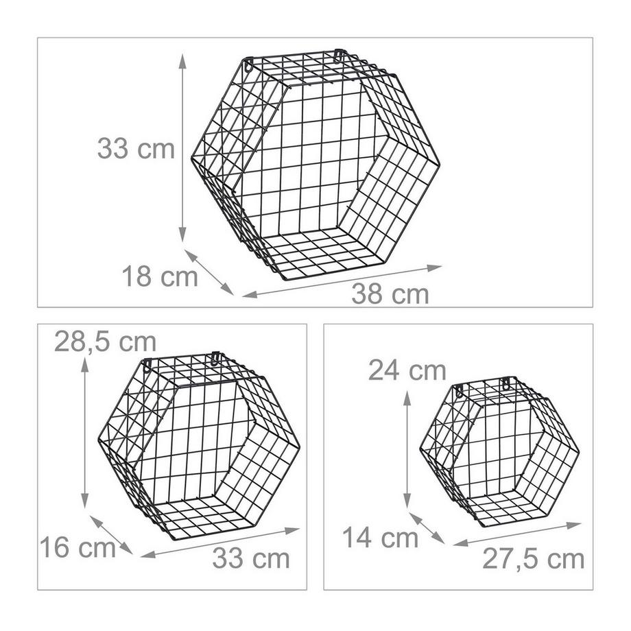Northix Schwarze Schweberegale im 3er-Set  