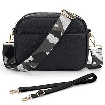 Umhängetasche, stilvolle Vegan Leder breiten Riemen Crossbody Umhängetasche mit 2 verstellbaren