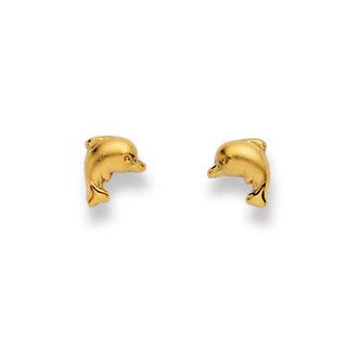 MUAU Schmuck  Ohrstecker Delphin Gelbgold 750, 7mm 